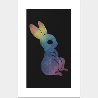 Rainbow magic bunny of the galaxy black Posters and Art